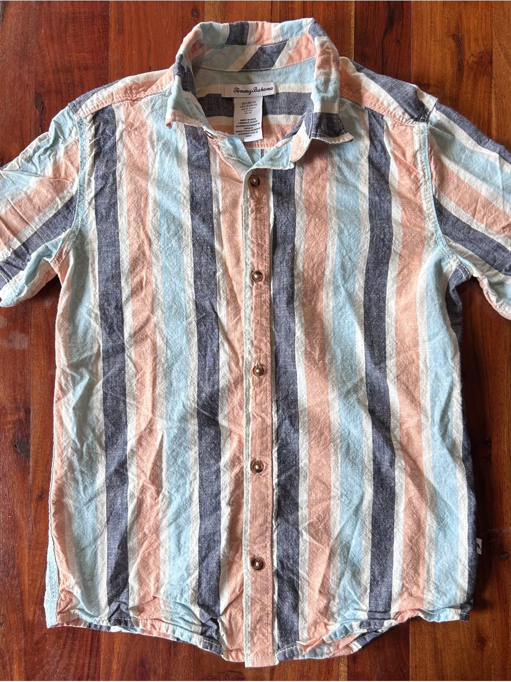 Tommy Bahama Linen Striped Shirt Youth Large 10/12 button up